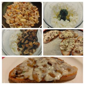 Crostini filanti con funghi e mozzarella